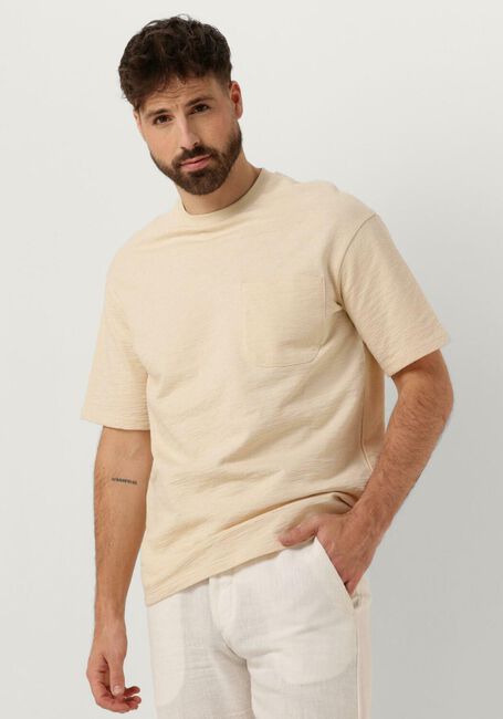 SELECTED HOMME T-shirt SLHLOOSSAUL SLUB SS O-NECK TEE en beige - large