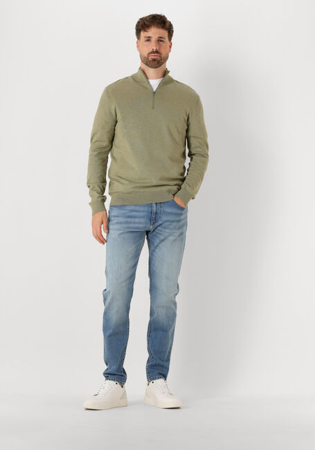 Khaki SELECTED MEN Trui SLHBERG HALF ZIP CARDIGAN NOOS - large