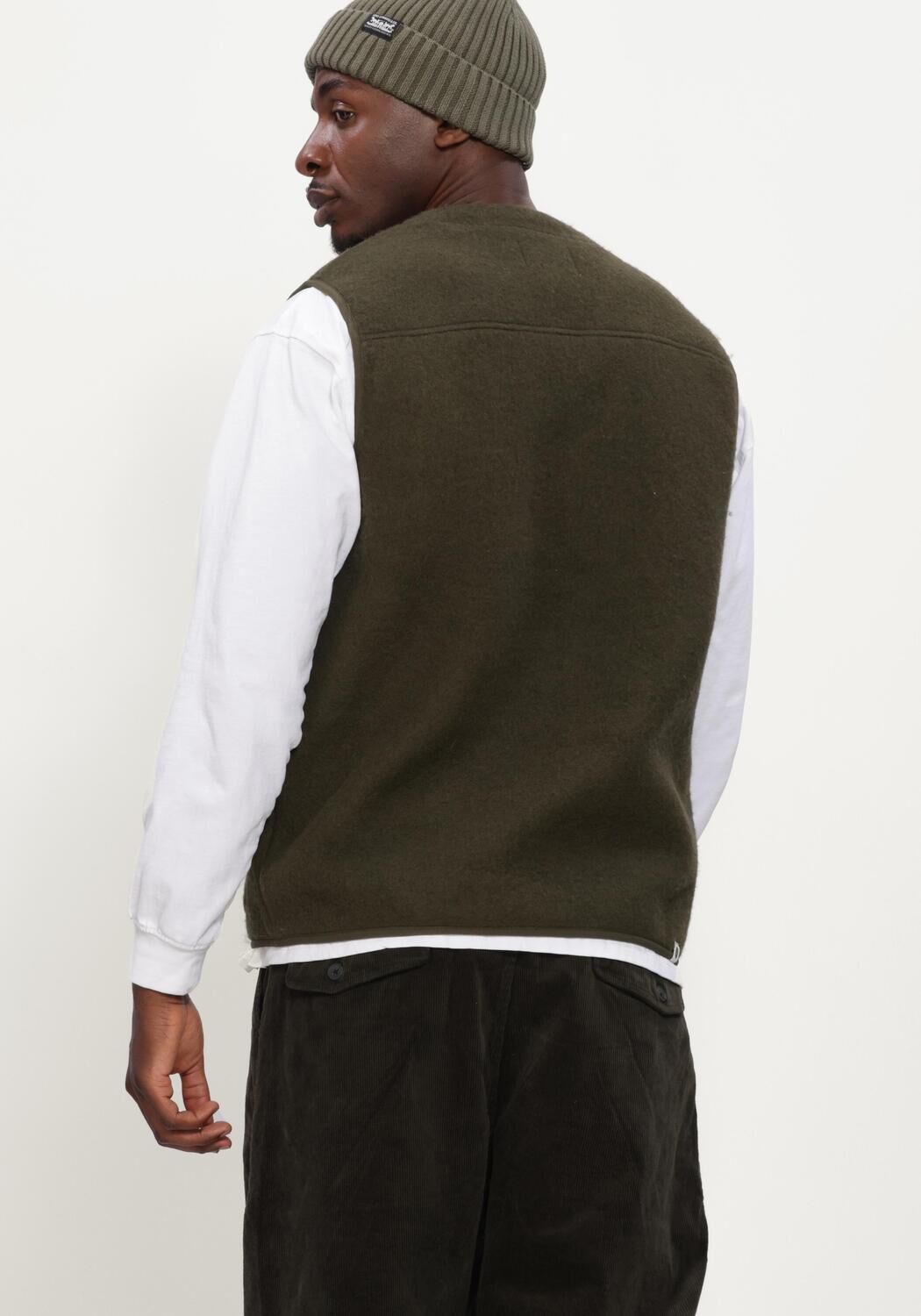 Groene ANERKJENDT Vest AKRASMUS BOILED WOOL - large