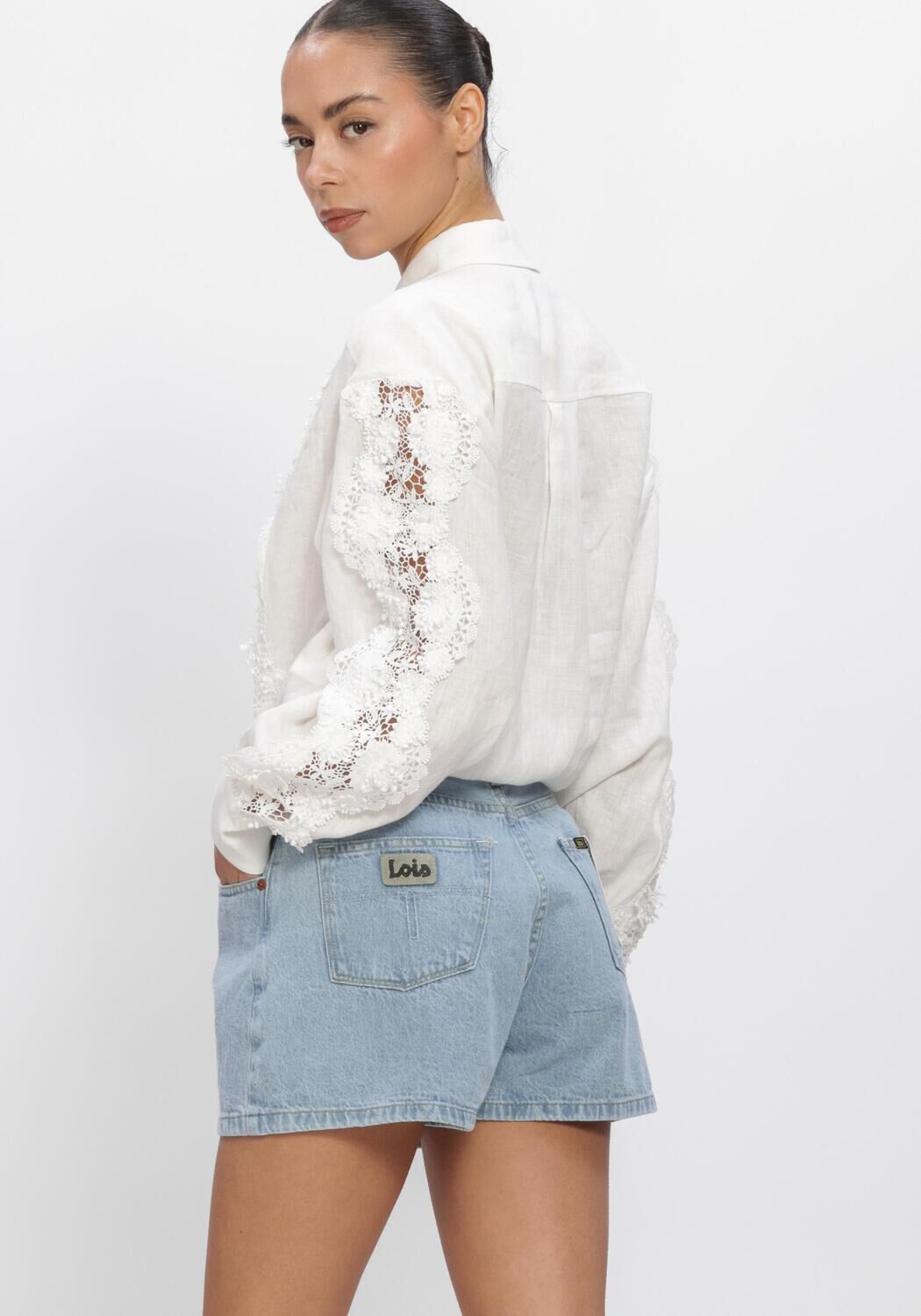 DANTE6 AMANDYNE LACE DETAIL SHIRT Blouses en blanc - large