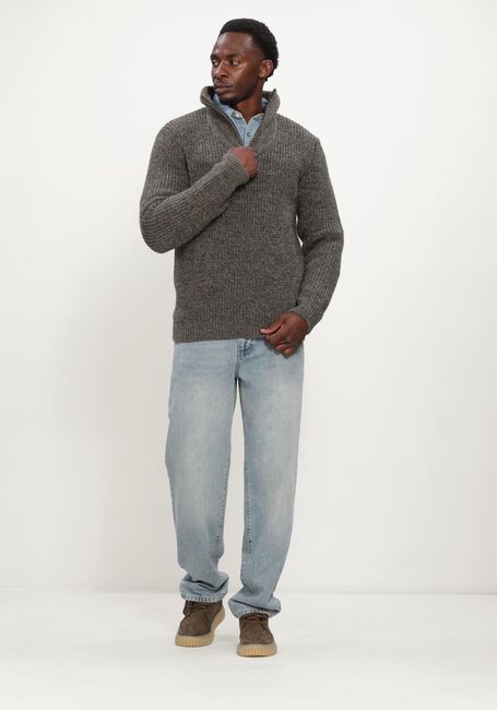 Rode BARBOUR Trui NEW TYNE HALF ZIP KNITTED JUMPER - large