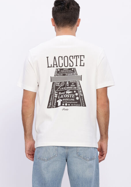 LACOSTE T-shirt CLASSIC FIT BACK PRINT HEAVY JERSEY T-SHIRT en blanc - large