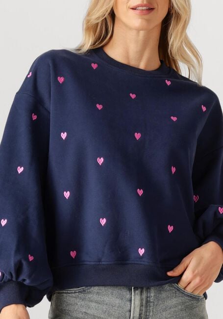 Donkerblauwe YDENCE Trui SWEATER HEARTS - large