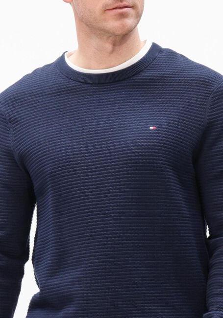 TOMMY HILFIGER Pull SEASONAL STRUCTURE CNECK Bleu fonc&eacute; - large