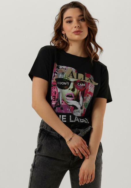 ALIX THE LABEL T-shirt LADIES KNTTED COLLAGE T-SHRT en noir - large