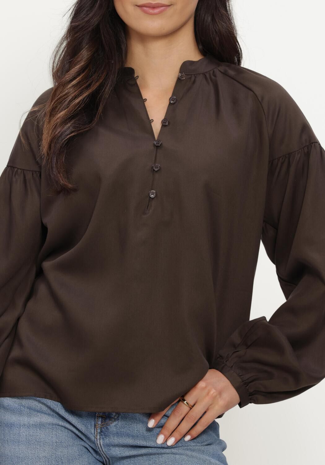 SELECTED WOMEN SLWDONNA LS SHIRT Blouses en marron - large