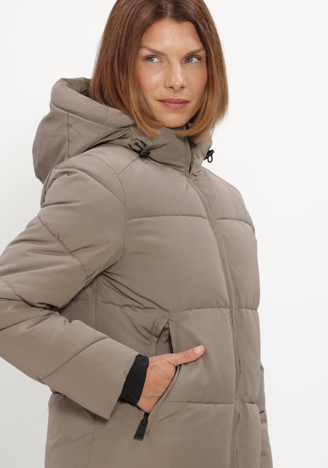 Taupe WITHBLACK Gewatteerde jas WBLGLORIAN LONG PUFFER COAT - large