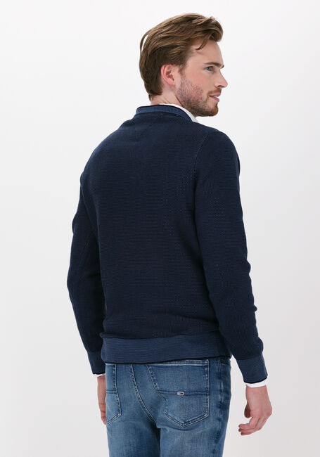 Donkerblauwe TOMMY HILFIGER Trui 3 TONE STRUCTURE CREW NECK - large