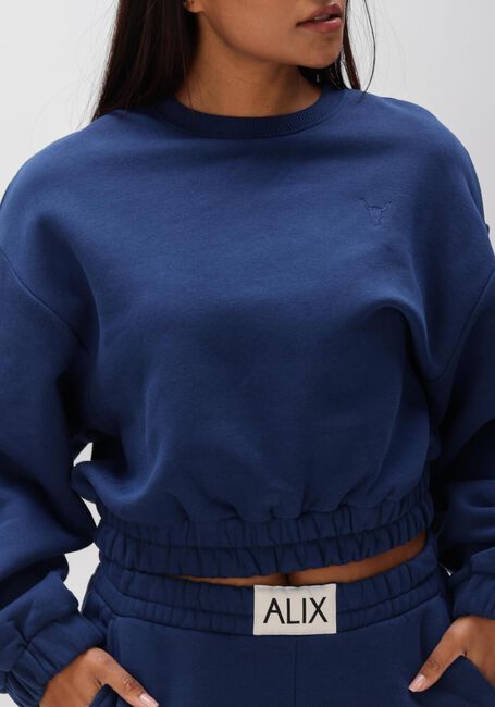 Donkerblauwe ALIX THE LABEL Sweater LADIES KNITTED CROPPED A SWEATER - large