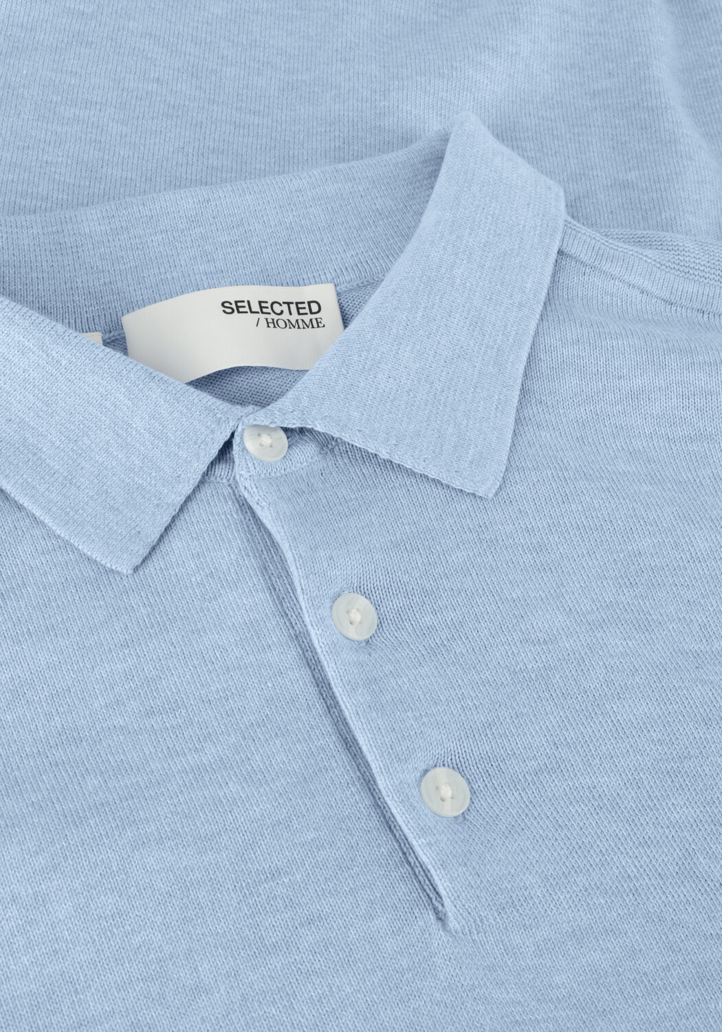 SELECTED MEN Polo SLHBERG SS KNIT POLO NOOS Bleu clair - large