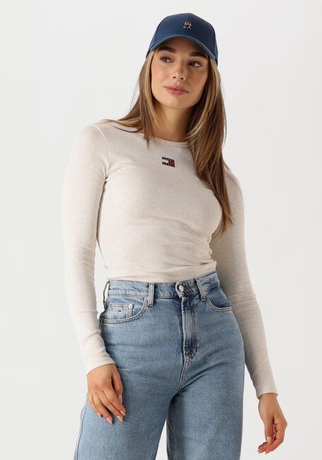 TOMMY JEANS TJW SLIM LS BADGE TEE EXT Hauts & T-shirts en beige - large