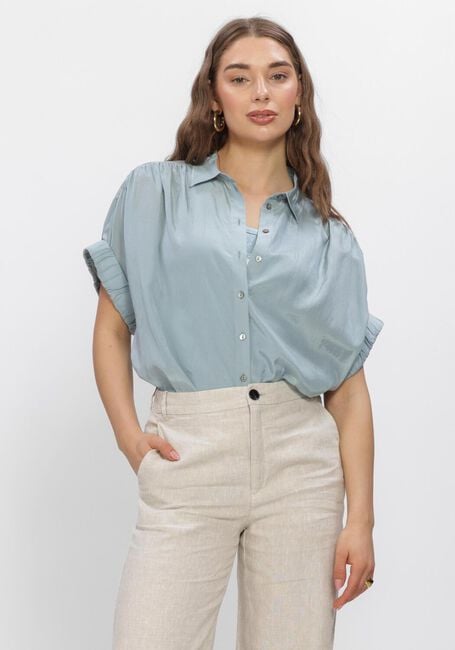 Blauwe SUMMUM  BLOUSE SHORT SLEEVES VISCOSE COTTON - large