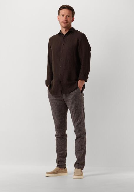 Bruine PROFUOMO Casual overhemd SHIRT X-CUTAWAY SC LINNEN - large