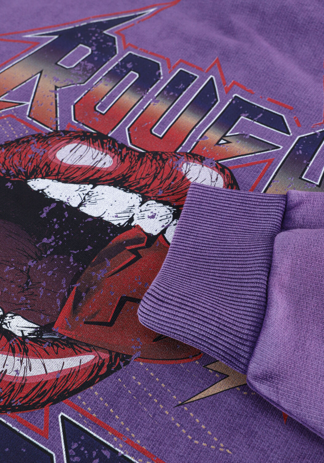 Paarse COLOURFUL REBEL Sweater ROUGH ACID WASH OVERSIZED HOOD - large