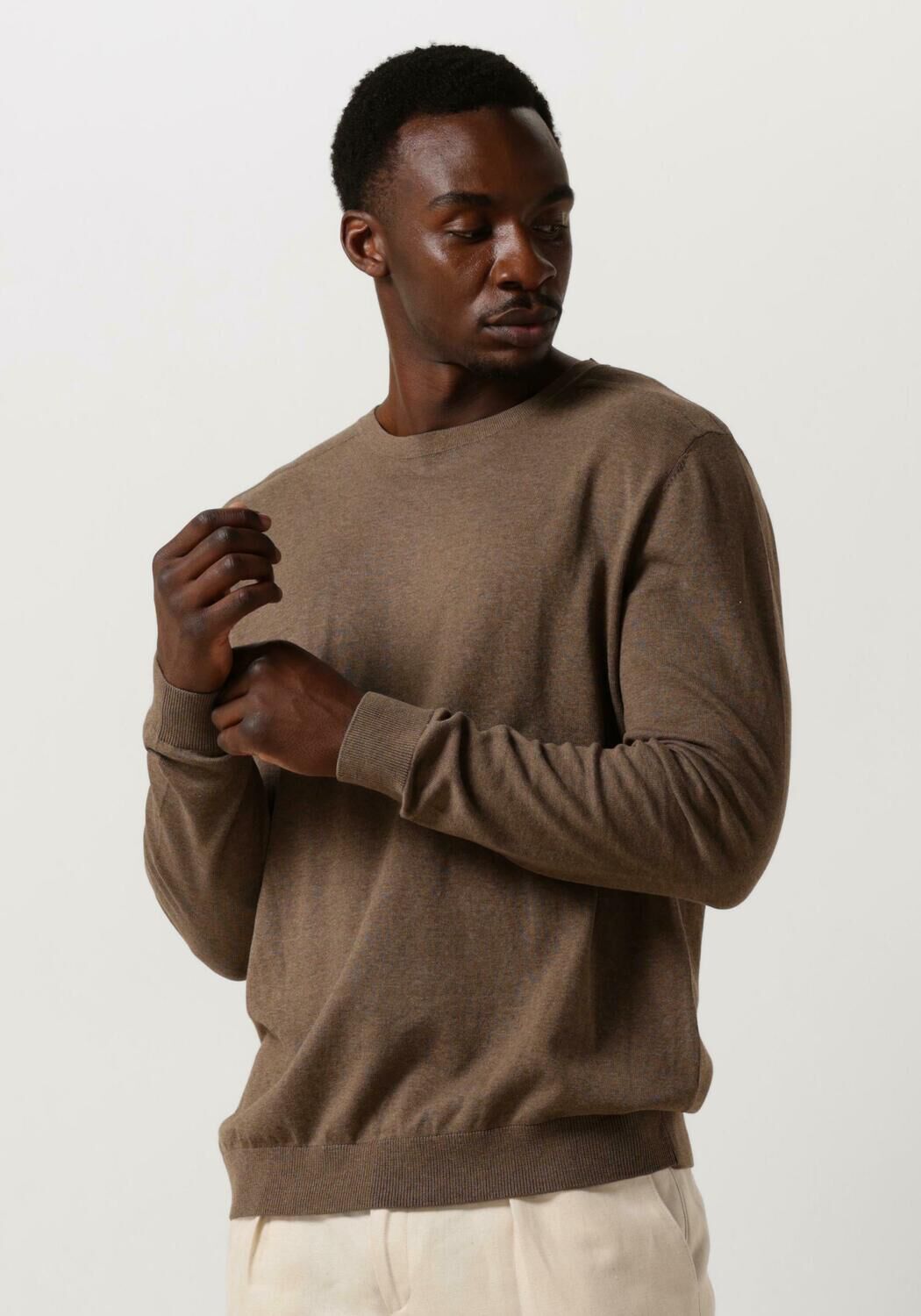 Bruine SELECTED HOMME Trui SLHBERG CREW NECK NOOS Omoda