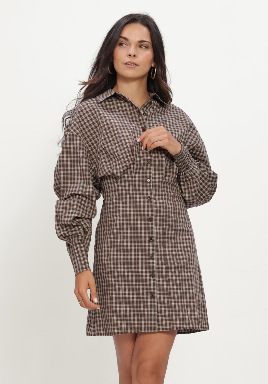 Bruine NOTRE-V Midi jurk NV-IRIS - large