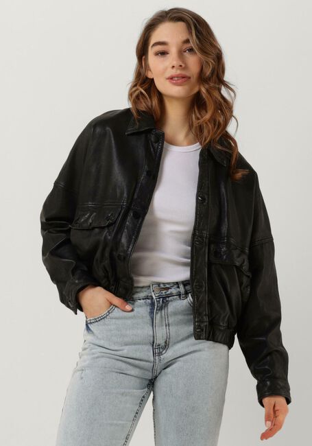 GOOSECRAFT Veste en cuir GC DAISIES JACKET en noir - large