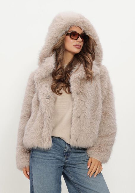 Beige MOSCOW Faux fur jas 13-08-REDEMTION - large