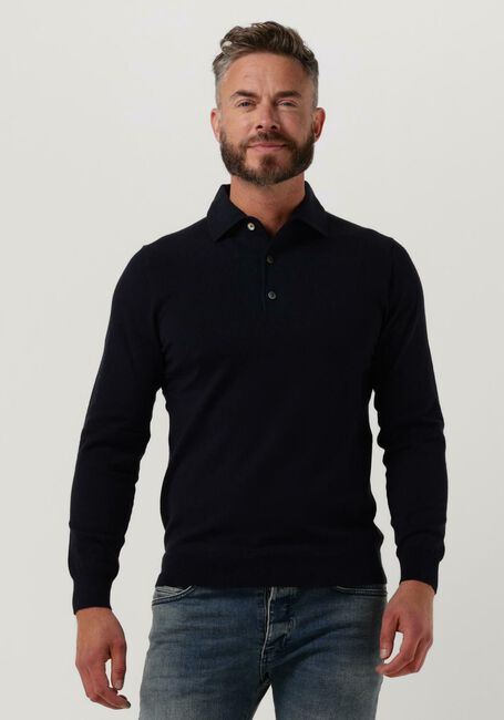 Donkerblauwe PROFUOMO Sweater POLO LONGSLEEVE - large