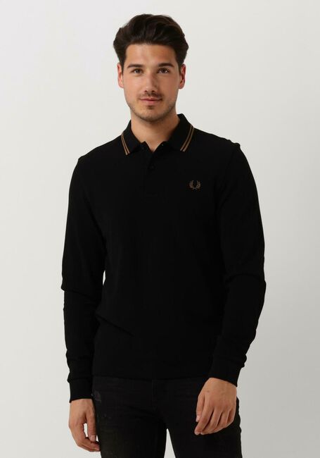 Zwarte FRED PERRY  LS TWIN TIPPED SHIRT - large