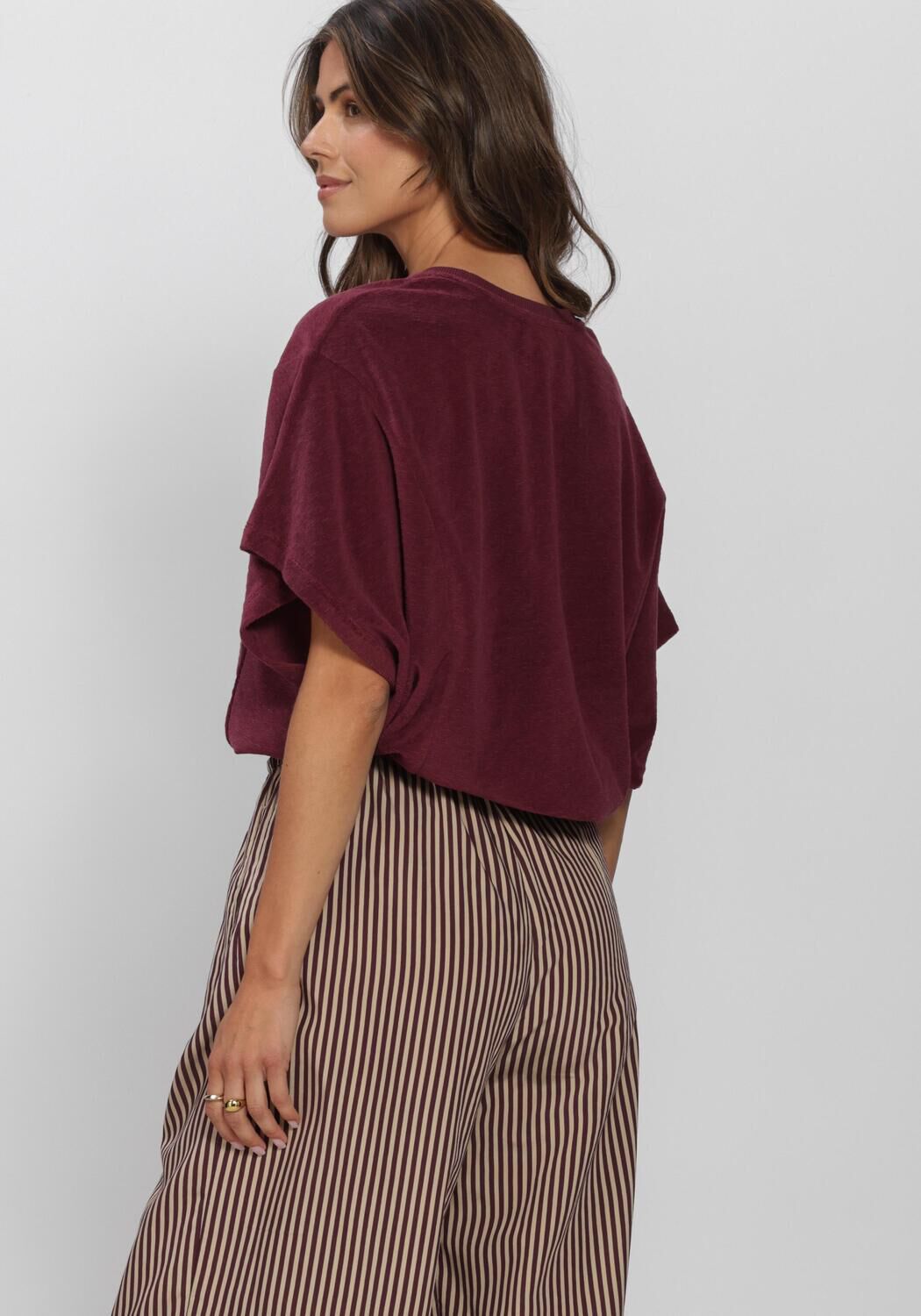 BY-BAR T-shirt NUKI SLUB TOP Bordeaux - large