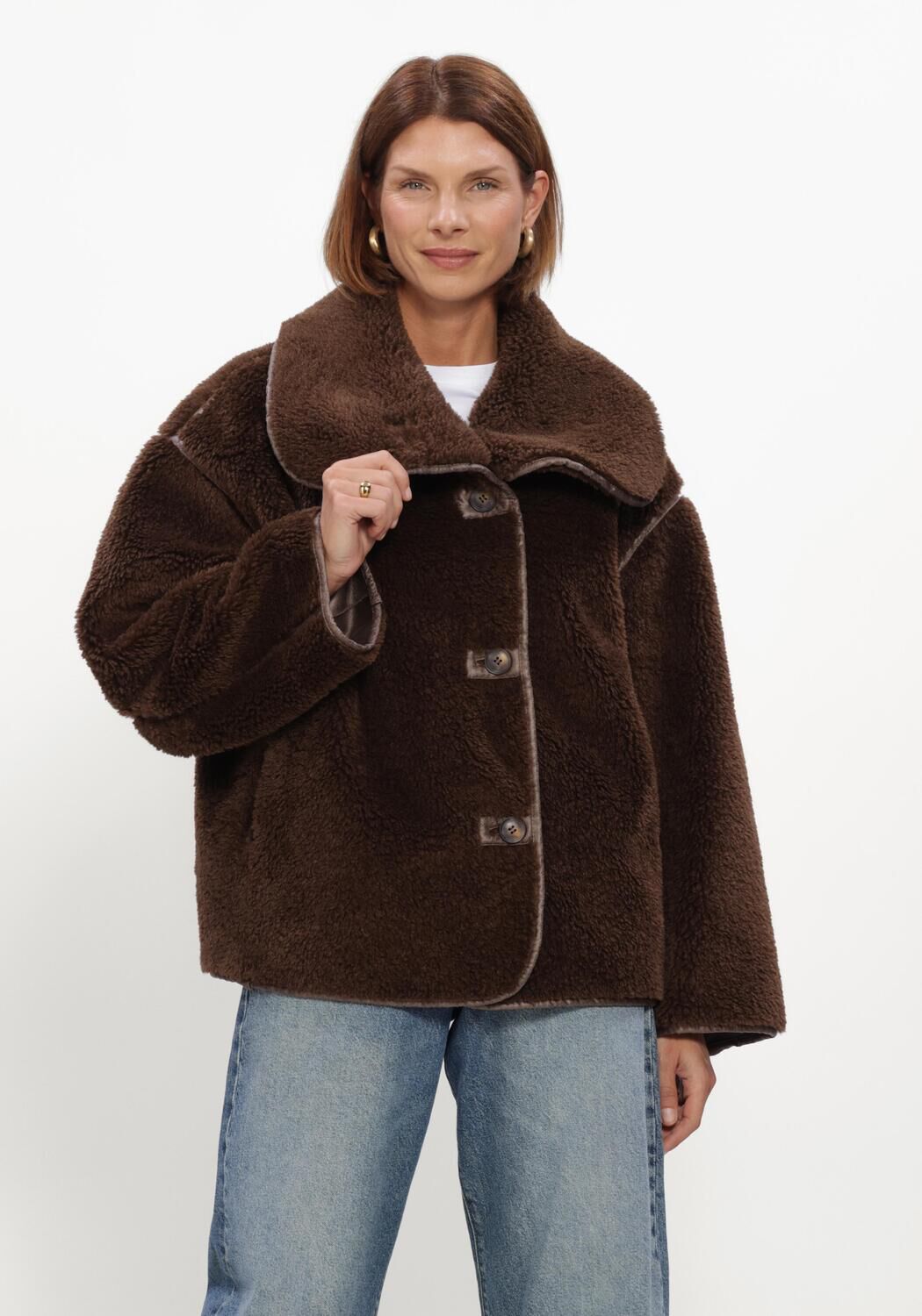 WITHBLACK Manteau Teddy WBLDAJANA PILE JACKET en marron - large