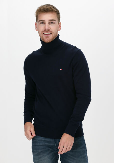 Donkerblauwe TOMMY HILFIGER Coltrui PIMA COTTON CASHMERE ROLL NECK - large