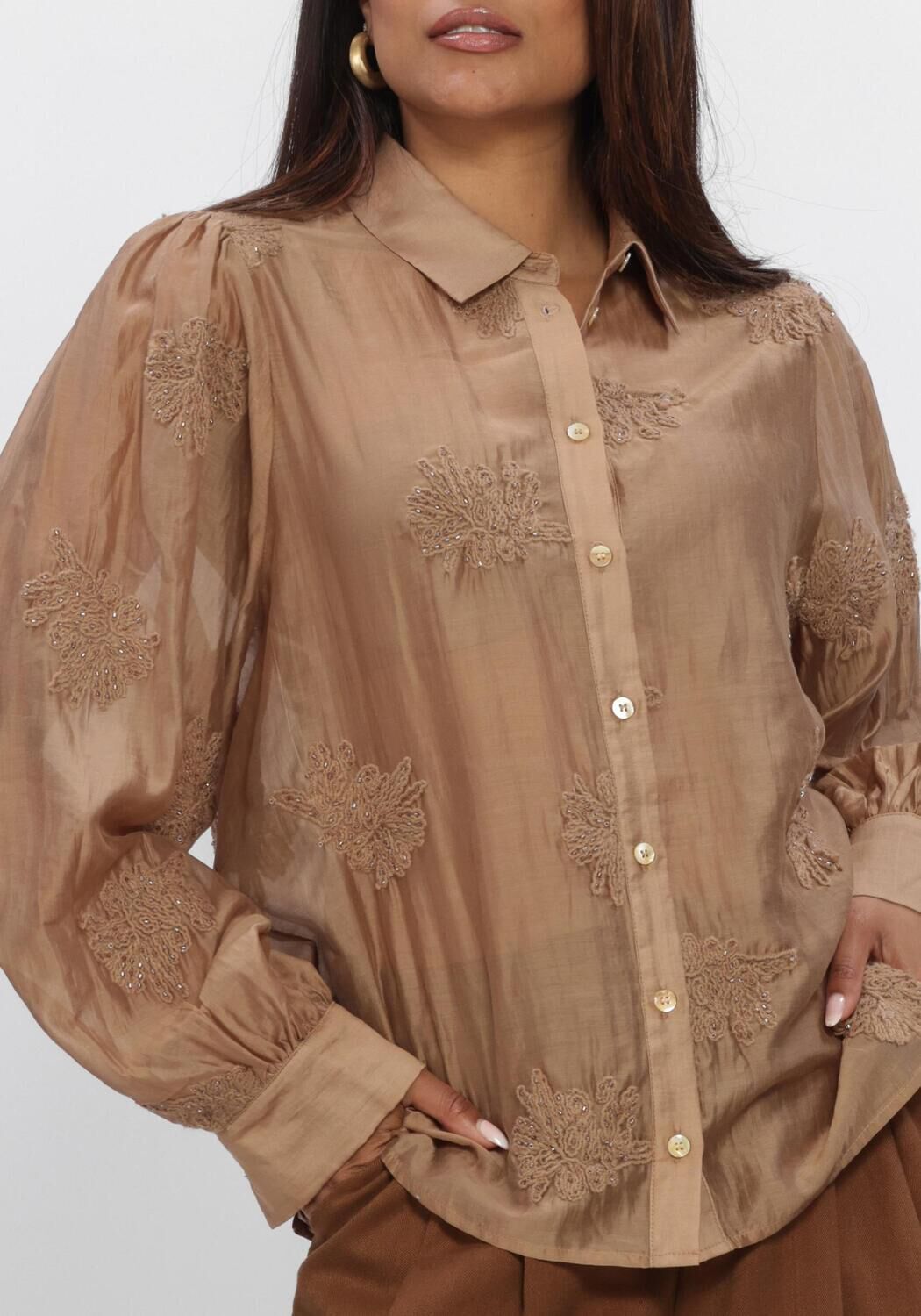 NUKUS MILANOVA BLOUSE EMBROIDERY Blouses en camel - large
