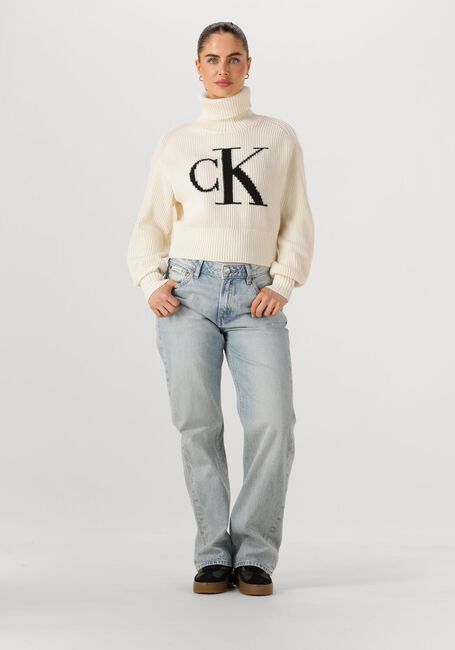 Gebroken wit CALVIN KLEIN Coltrui BLOWN UP CK LOOSE SWEATER CONTRA - large