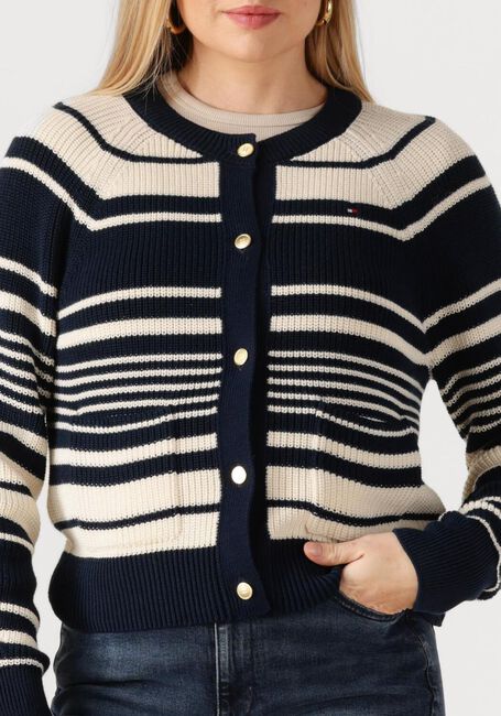 TOMMY HILFIGER Gilet CO CARDI STITCH C-NK LS CARDI Crème - large