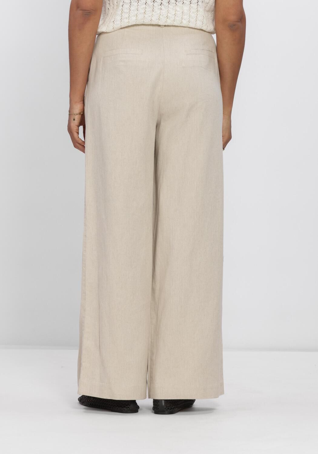 MODSTR&Ouml;M GALEMD LINEN WIDE PANTS Pantalons en beige - large