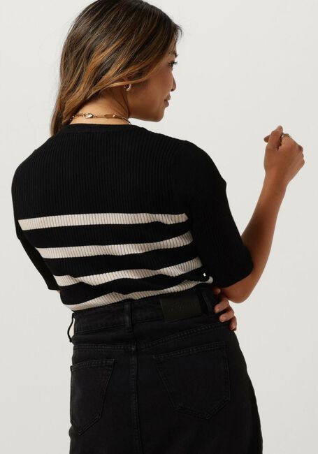 CO'COUTURE T-shirt BADOE STRIP MIDI SLEEVE KNIT en noir - large