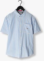 Lichtblauwe TOMMY JEANS Casual overhemd TJM RLX SS STRIPE LINEN SHIRT