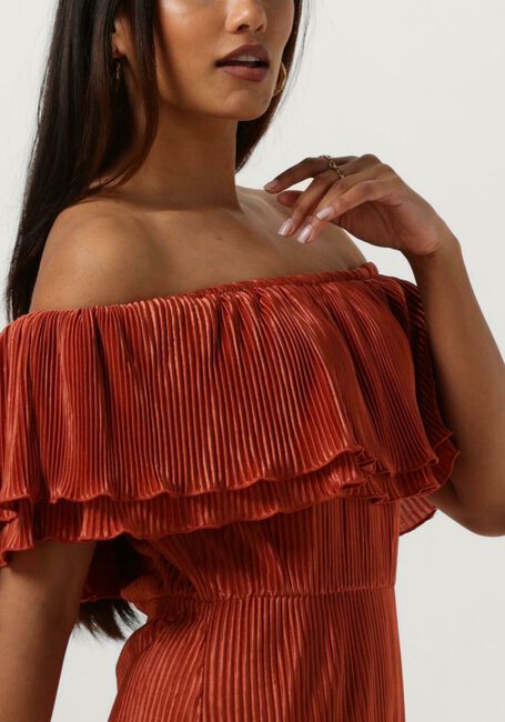 Bruine FREEBIRD Midi jurk JER-PLISSE-SOLID-PES-23-2 - large