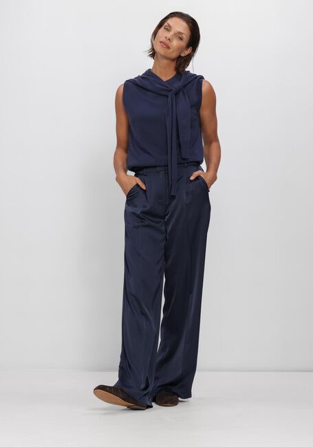 DANTE6 Pantalon large JULES SATIN SMART PANTS Bleu fonc&eacute; - large
