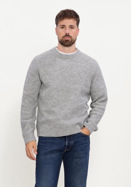 SELECTED MEN Pull SLMRAI LS KNIT WAFFLE CREW NECK en gris - large