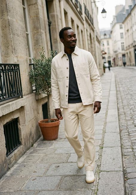 Beige SELECTED MEN Overshirt SLHTRAVIS TWILL OVERSHIRT LS NOOS - large