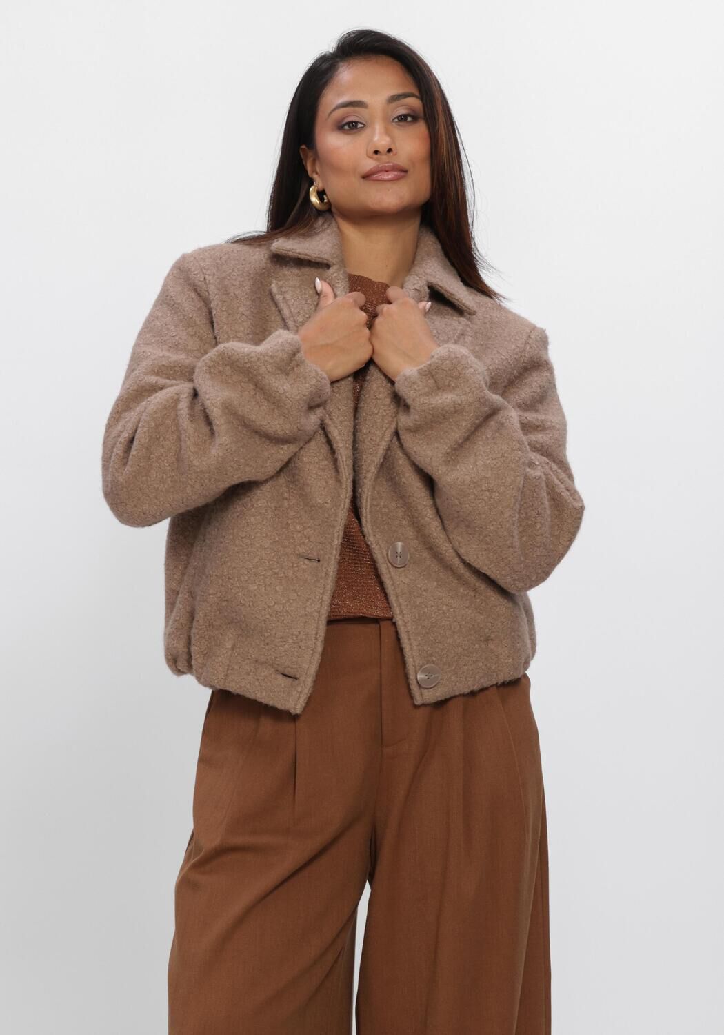 NUKUS Manteau Teddy MADELIN JACKET BOUCLE en camel - large