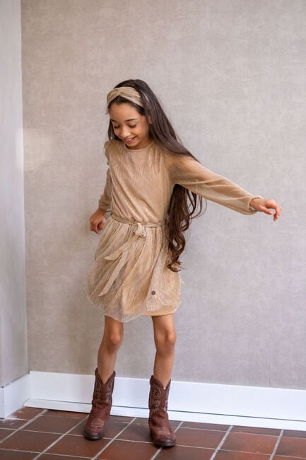 Gouden LIKE FLO Mini jurk MAZE FLO PLISSEE DRESS - large