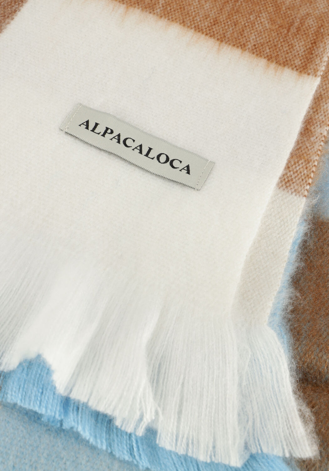 Blauwe ALPACA LOCA Sjaal SCARF BLOCKED - large