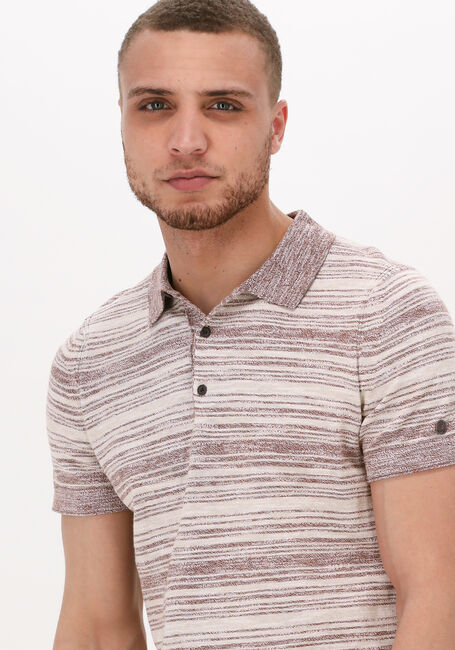 CAST IRON Polo SHORT SLEEVE POLO COTTON SLUB STRIPE KNITTED POLO Sable - large