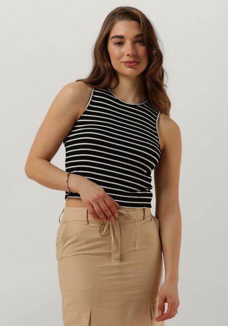 ANOTHER LABEL Haut ABELIA STRIPE TOP S/L en noir - large