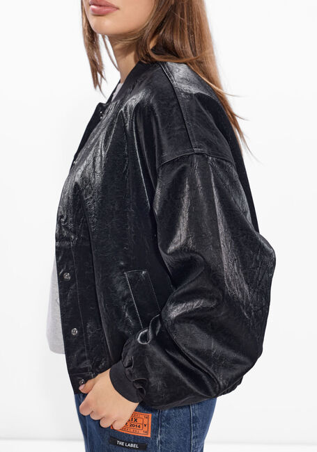 ALIX THE LABEL Jack LADIES WOVEN VELVET LEATHER BOMBER en noir - large