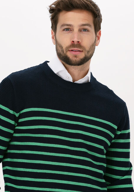 Donkerblauwe SELECTED MEN Trui SLHRENSON LS KNIT CREW NECK W - large