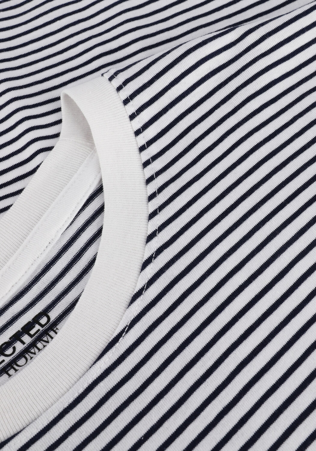 SELECTED MEN T-shirt SLHNORMAN180 STRIPE SS O-NECK en blanc - large