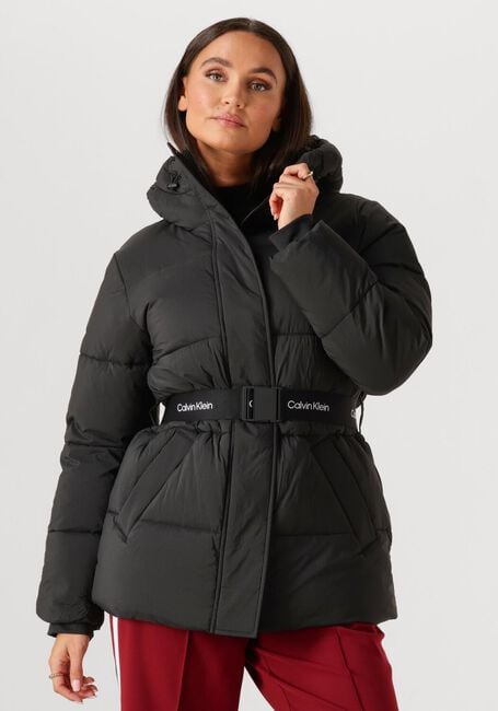 Zwarte CALVIN KLEIN Gewatteerde jas BELTED MIDWEIGHT PUFFER - large