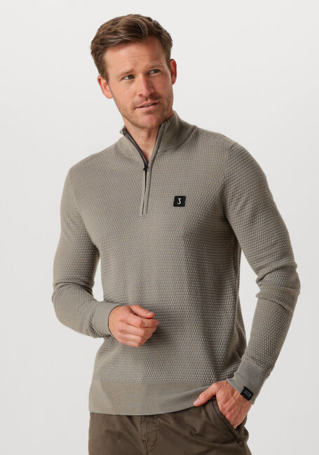 BUTCHER OF BLUE Pull STRUCTURE HALFZIP Gris clair - large