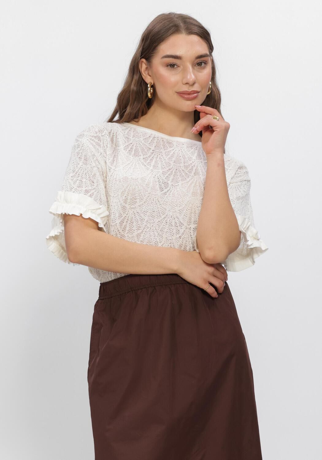 SUMMUM TOP OPEN JAQUARD Hauts & T-shirts Blanc - large