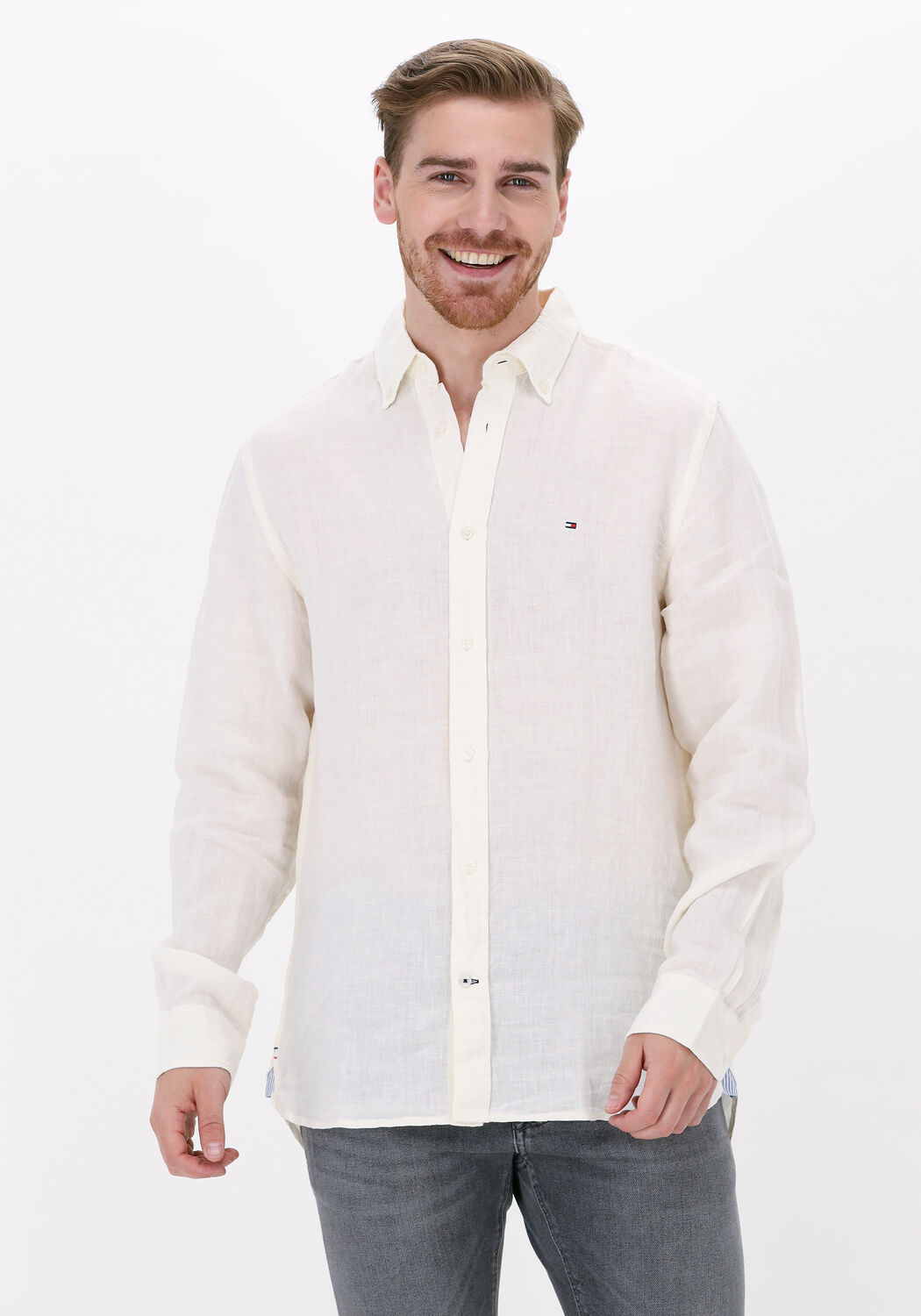 Witte TOMMY HILFIGER Casual overhemd PIGMENT DYED LINEN RF SHIRT