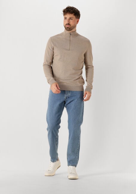 Beige SELECTED MEN Trui SLHBERG HALF ZIP CARDIGAN NOOS - large